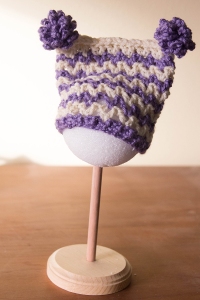 purple chevron pompom hat | Desiree Prakash Studio